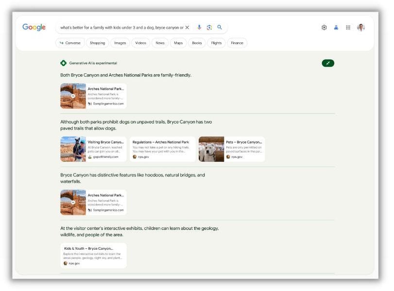 screenshot size google search generative experience snapshot expanded